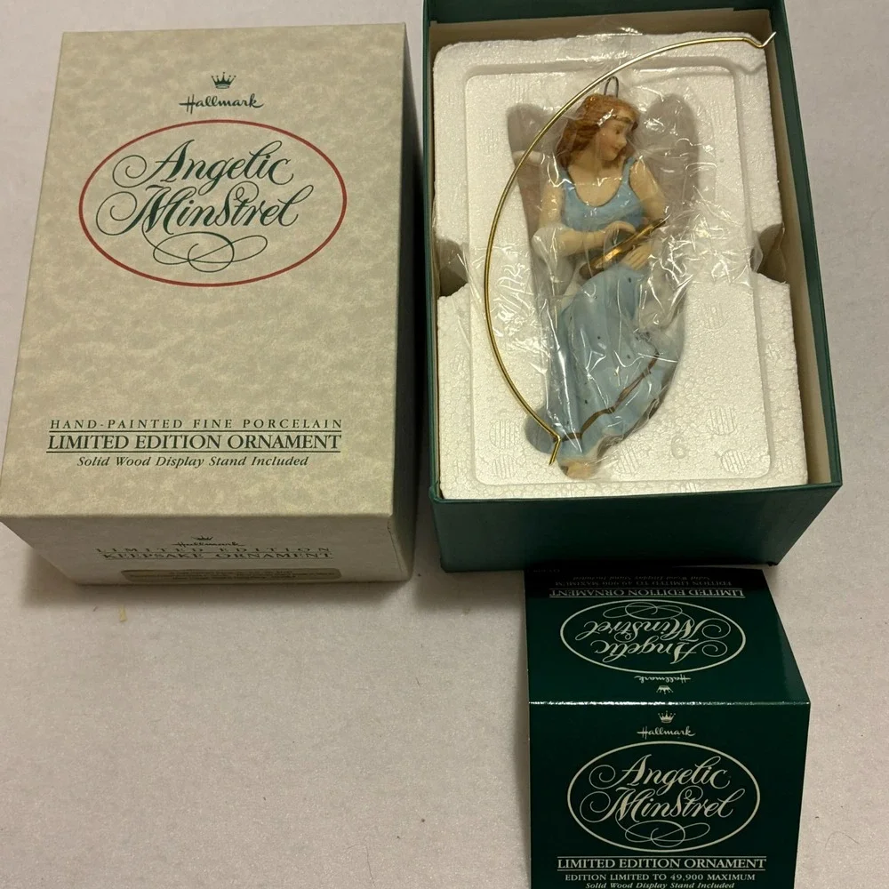 Lot 5 Vintage Hallmark Keepsake Club Fine Porcelain Ornaments Angel Santa Boxed